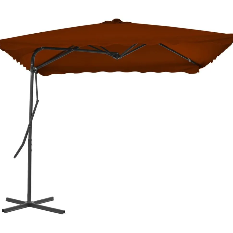 vidaXL Parasol met stalen paal 250x250x230 cm terracottakleurig