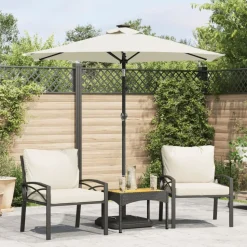 vidaXL Parasol met stalen paal 225x225x212 cm wit