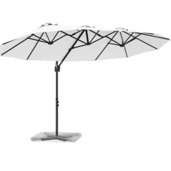vidaXL Parasol Zand 372 x 198 x 243 cm Polyester en Aluminium
