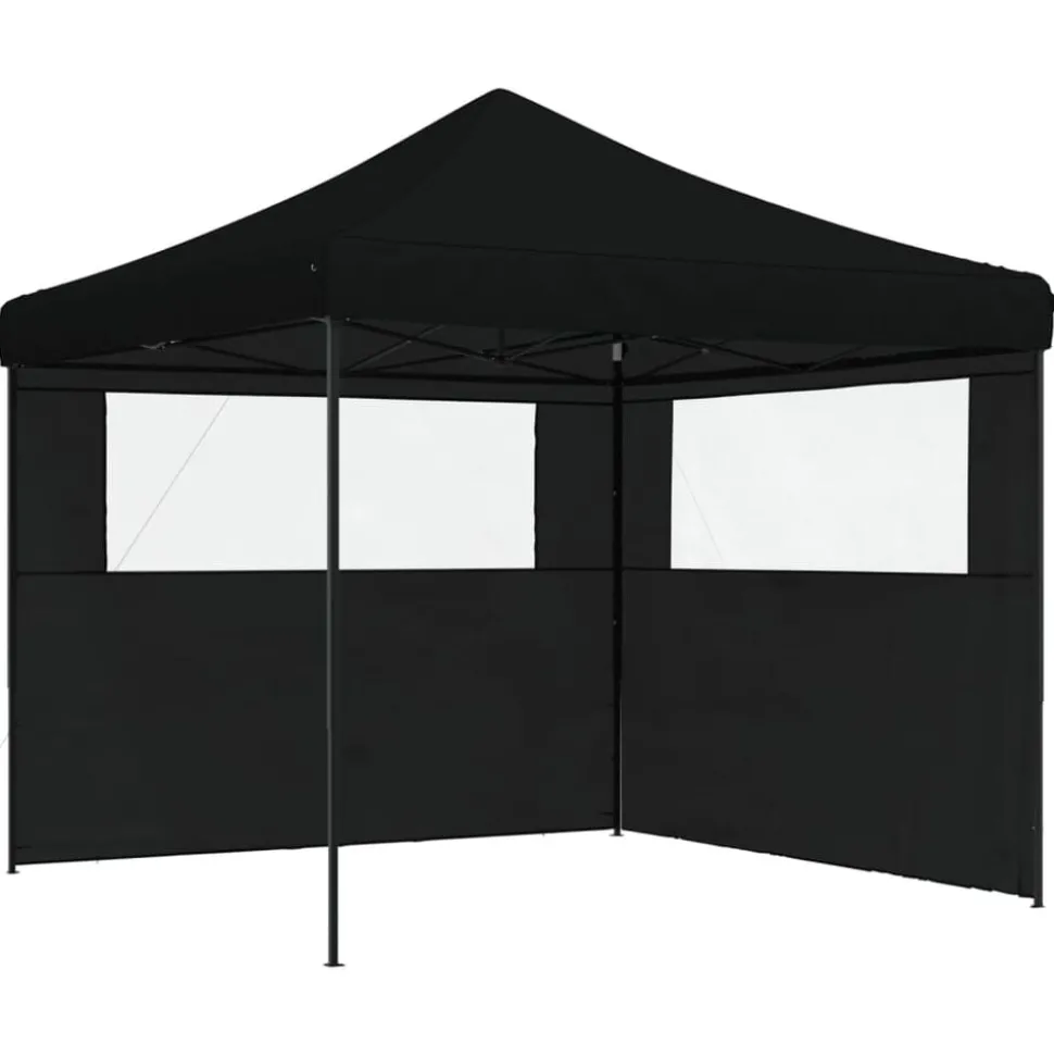 vidaXL Partytent inklapbaar pop-up met 2 zijwanden zwart