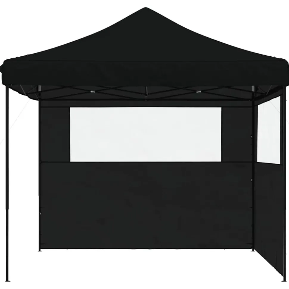 vidaXL Partytent inklapbaar pop-up met 2 zijwanden zwart
