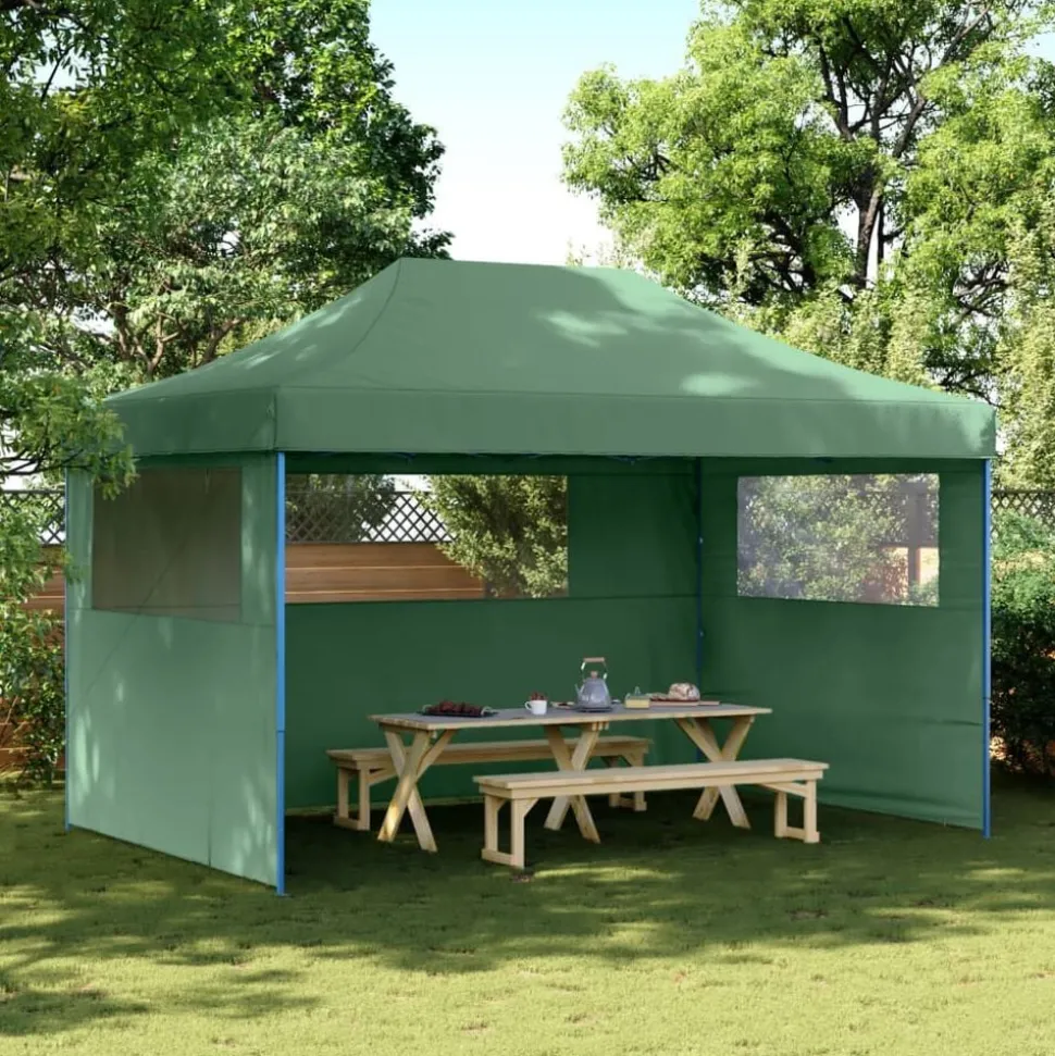 vidaXL Partytent inklapbaar pop-up met 3 zijwanden groen