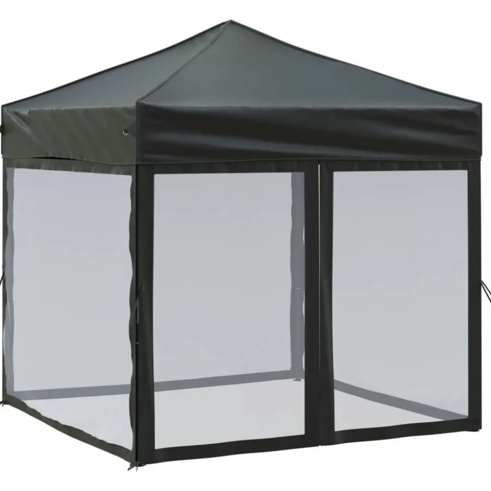 vidaXL Partytent inklapbaar met zijwanden 2x2 m zwart