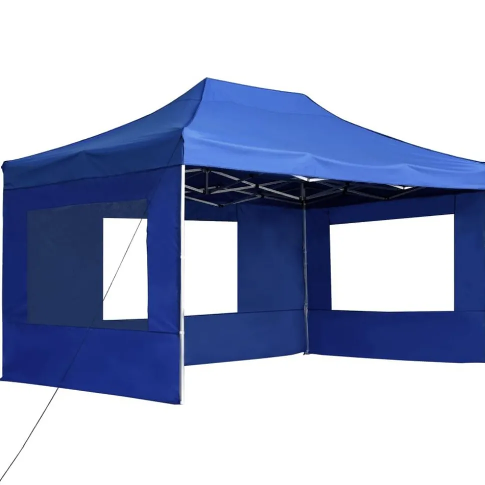 vidaXL Partytent inklapbaar met wanden 4,5x3 m aluminium blauw