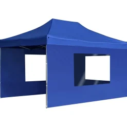 vidaXL Partytent inklapbaar met wanden 4,5x3 m aluminium blauw