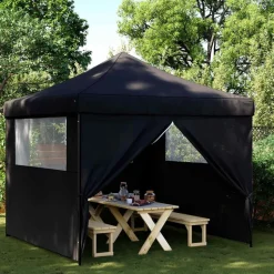 vidaXL Partytent inklapbaar pop-up met 4 zijwanden zwart
