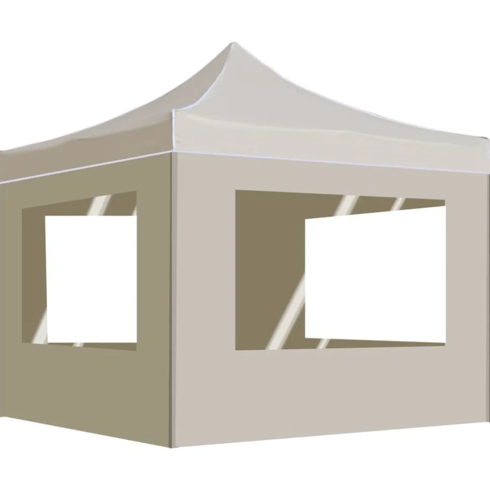 vidaXL Partytent inklapbaar met wanden 3x3 m aluminium crème