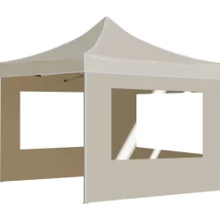 vidaXL Partytent inklapbaar met wanden 3x3 m aluminium crème