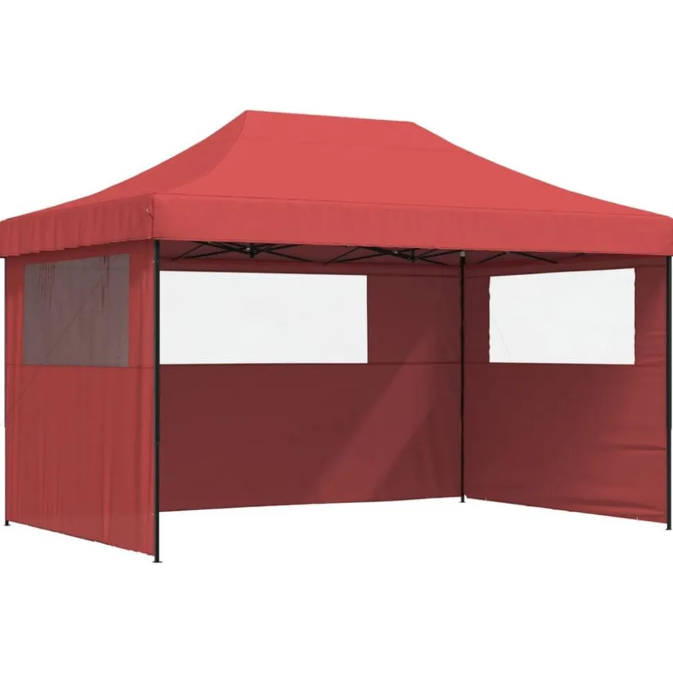 vidaXL Partytent inklapbaar pop-up met 3 zijwanden bordeauxrood