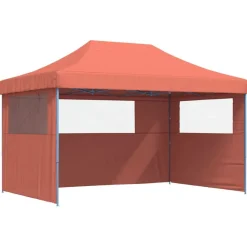 vidaXL Partytent inklapbaar pop-up met 3 zijwanden terracottakleurig