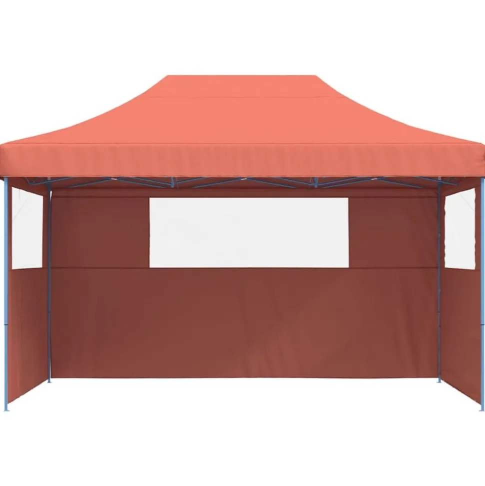 vidaXL Partytent inklapbaar pop-up met 3 zijwanden terracottakleurig