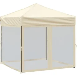 vidaXL Partytent inklapbaar met zijwanden 2x2 m crèmekleurig