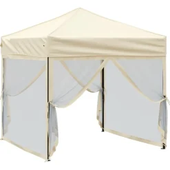 vidaXL Partytent inklapbaar met zijwanden 2x2 m crèmekleurig