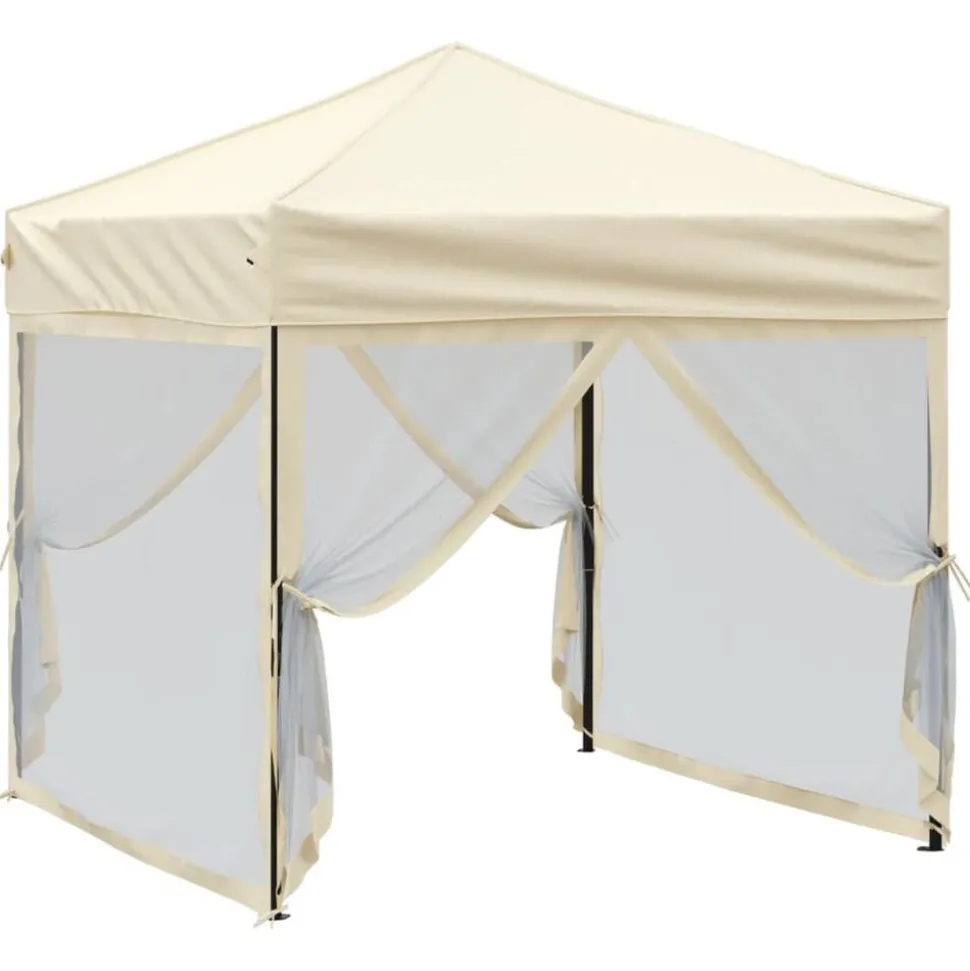 vidaXL Partytent inklapbaar met zijwanden 2x2 m crèmekleurig