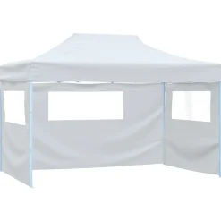 vidaXL Partytent met 3 zijwanden inklapbaar 280x410x315 cm staal wit