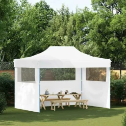 vidaXL Partytent met 3 zijwanden inklapbaar 280x410x315 cm staal wit