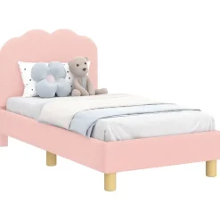 vidaXL Peuterbedframe met hoofdbord Roze 70 x 140 cm Schapenstof