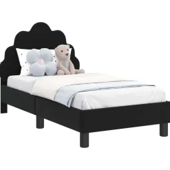 vidaXL Peuterbedframe met hoofdbord Zwart 70 x 140 cm Fluweel