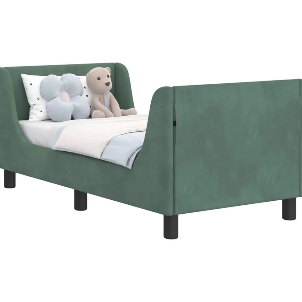 vidaXL Peuterbedframe met hoofdbord Zeegroen 70 x 140 cm Fluweel
