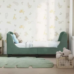 vidaXL Peuterbedframe met hoofdbord Zeegroen 70 x 140 cm Fluweel