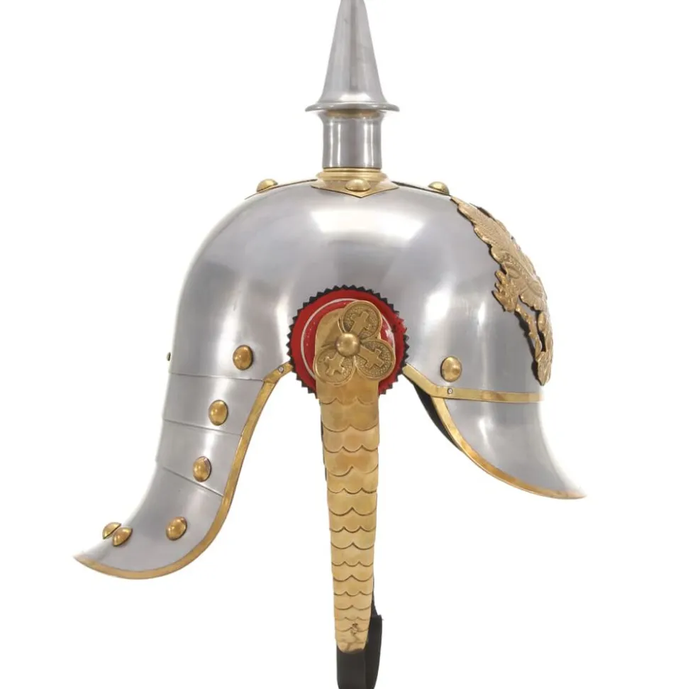 vidaXL Pickelhaube Germaans replica LARP staal zilverkleurig