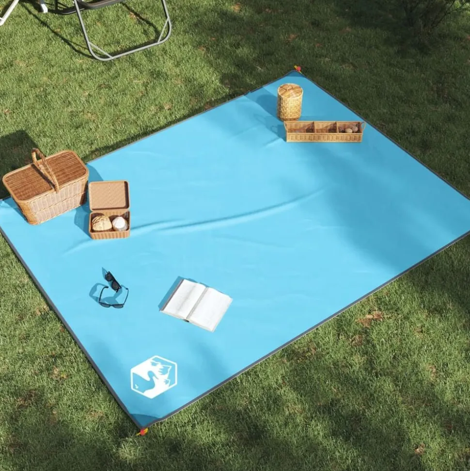 vidaXL Picknickkleed met haringen 205x155 cm blauw