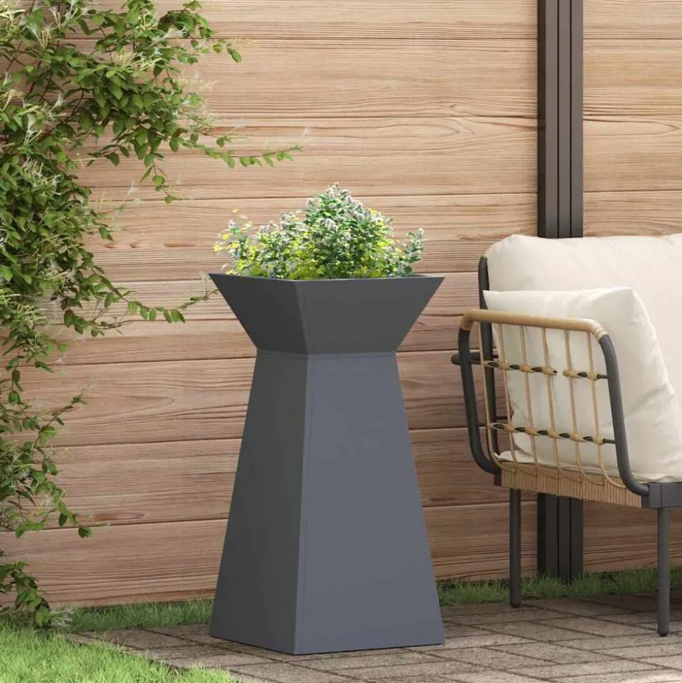 vidaXL Pilaar Plantenbak Antraciet 35 x 35 x 73 cm