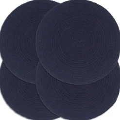 vidaXL Placemats 4 st rond 38 cm katoen effen marineblauw