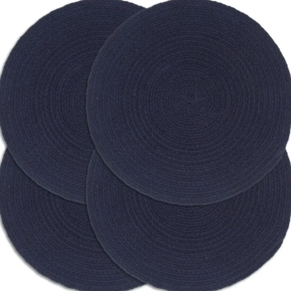 vidaXL Placemats 4 st rond 38 cm katoen effen marineblauw