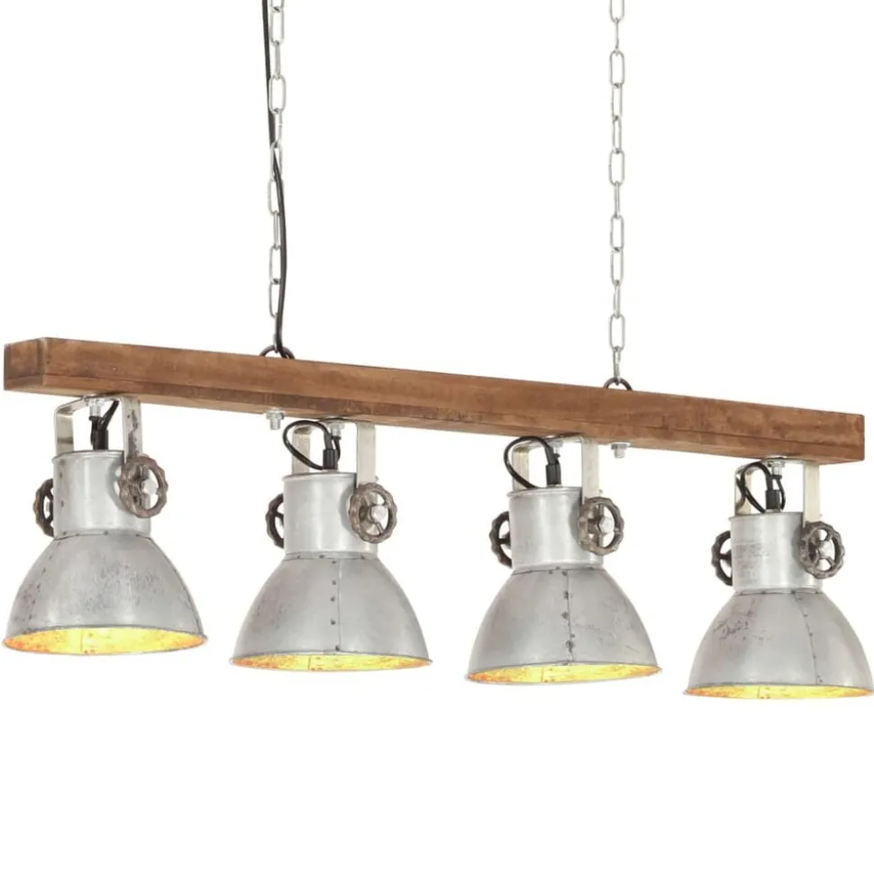 vidaXL Plafondlamp industrieel E27 mangohout zilverkleurig