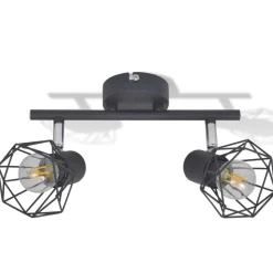vidaXL Plafondlamp met 2 LED's industriële stijl zwart