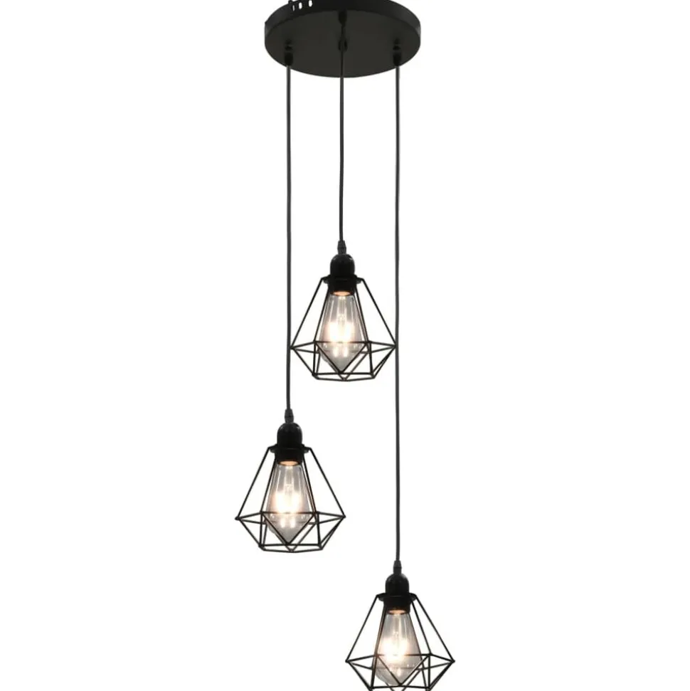 vidaXL Plafondlamp met diamantvorm 3xE27 zwart
