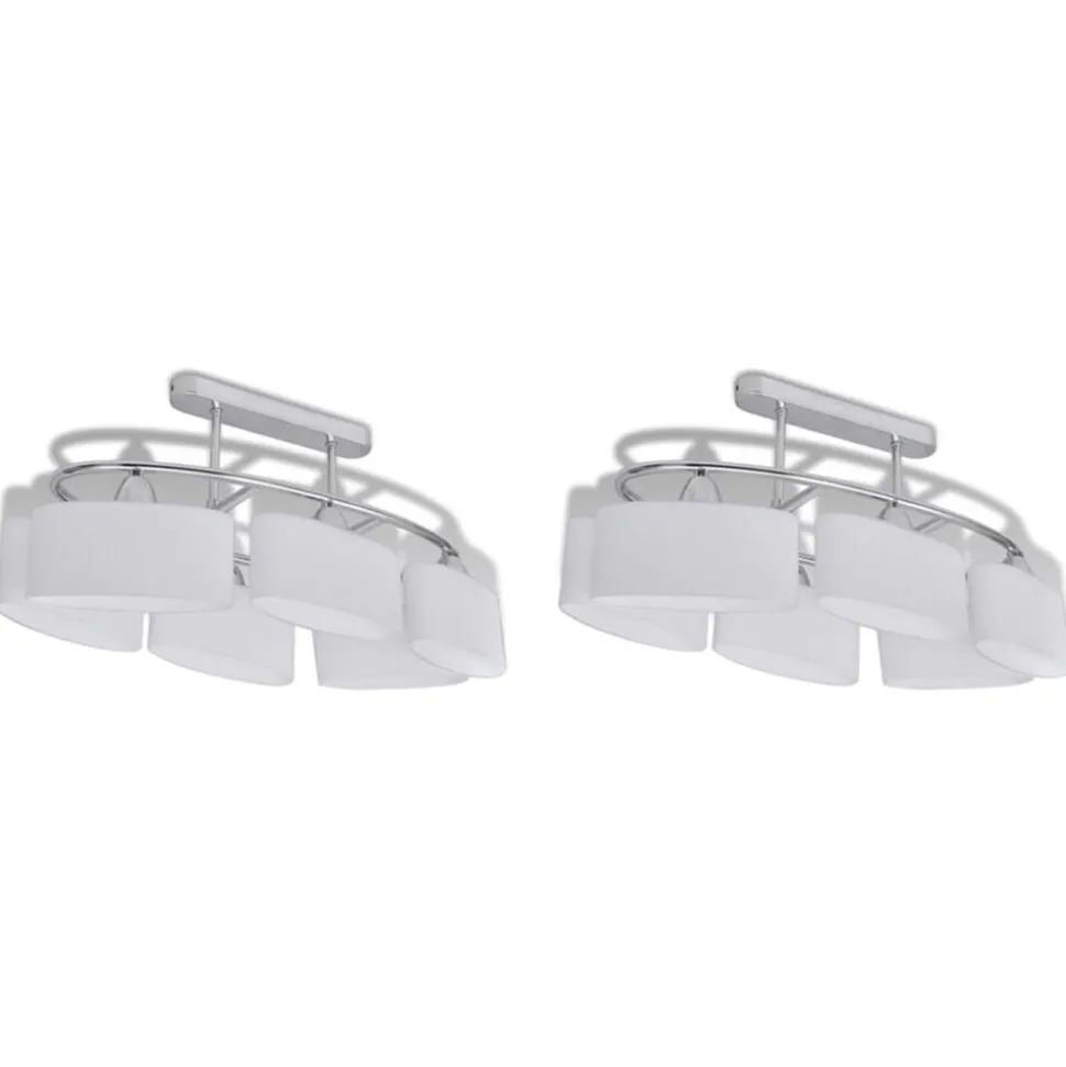 vidaXL Plafondlamp met ellipsvormige glazen kappen 2 st E14