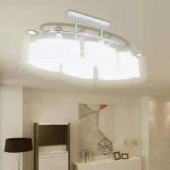 vidaXL Plafondlamp met ellipsvormige glazen kappen 2 st E14