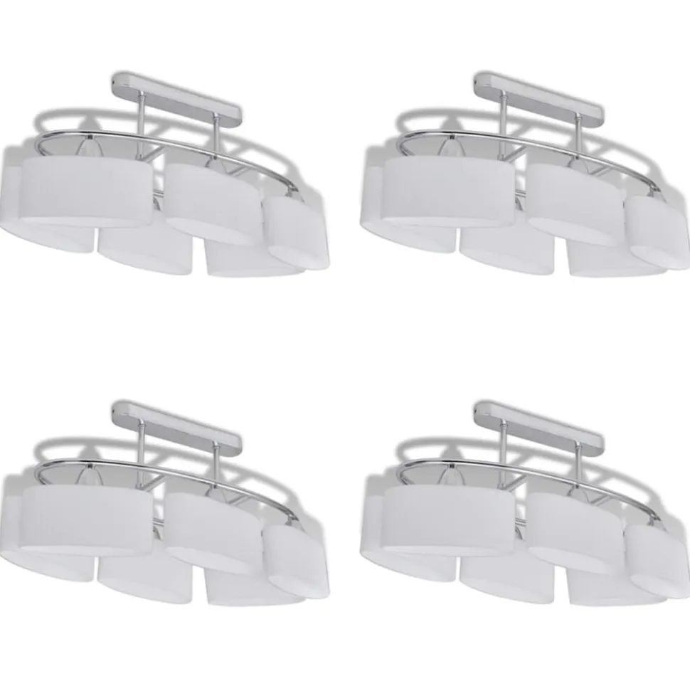 vidaXL Plafondlamp met ellipsvormige glazen kappen 4 st E14