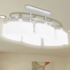 vidaXL Plafondlamp met ellipsvormige glazen kappen 4 st E14