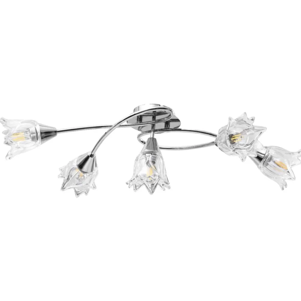 vidaXL Plafondlamp met glazen tulpvormige kappen 5xE14 transparant