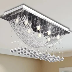vidaXL Plafondlamp met glinsterende glas kristallen kralen 8xG9 29 cm