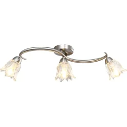 vidaXL Plafondlamp met glazen tulpvormige kappen 3xE14 transparant