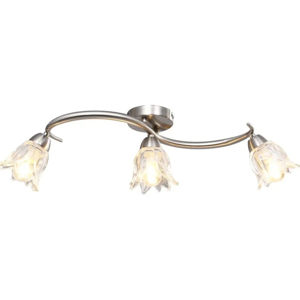 vidaXL Plafondlamp met glazen tulpvormige kappen 3xE14 transparant