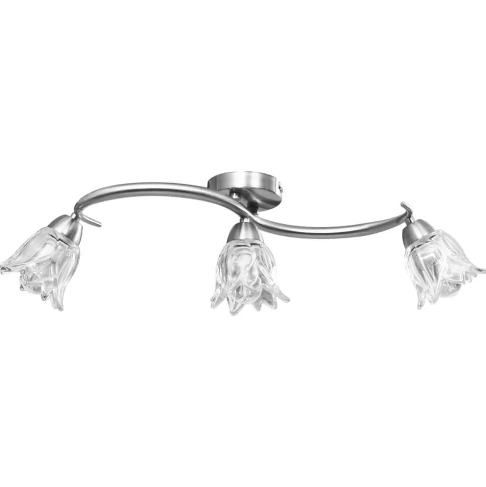 vidaXL Plafondlamp met glazen tulpvormige kappen 3xE14 transparant