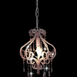 vidaXL Plafondlamp met kralen rond E14 roze