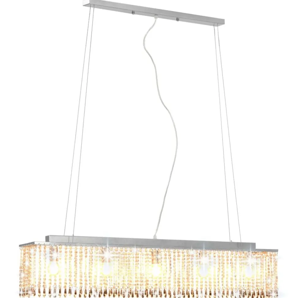 vidaXL Plafondlamp met kristallen kralen 104 cm zilverkleurig