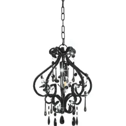 vidaXL Plafondlamp met kralen rond E14 zwart