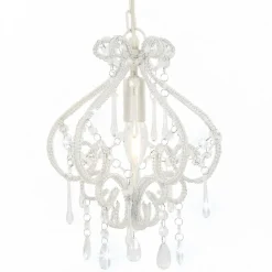 vidaXL Plafondlamp met kralen rond E14 wit