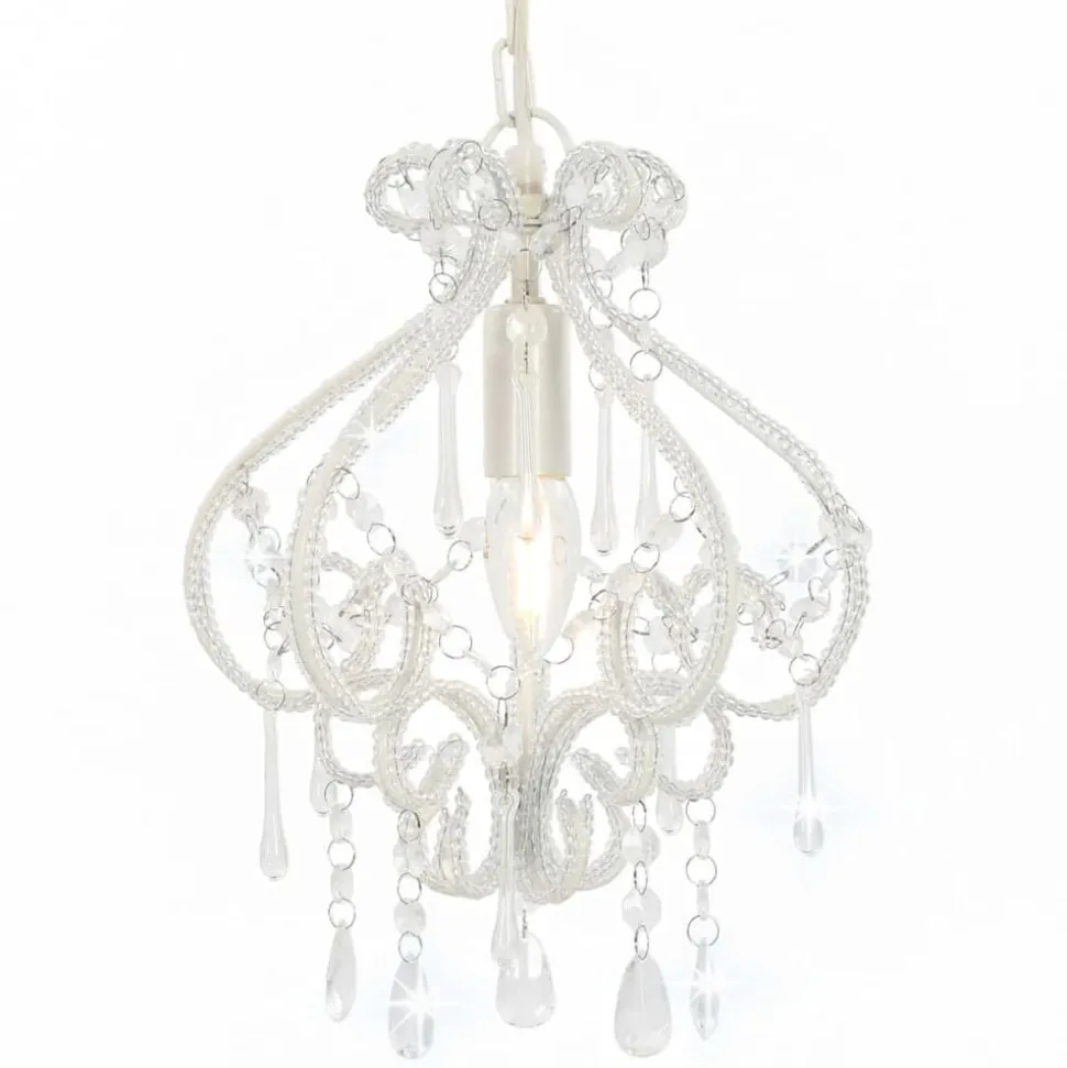 vidaXL Plafondlamp met kralen rond E14 wit