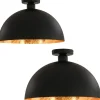 vidaXL Plafondlampen 2 st halfrond E27 zwart en goudkleurig
