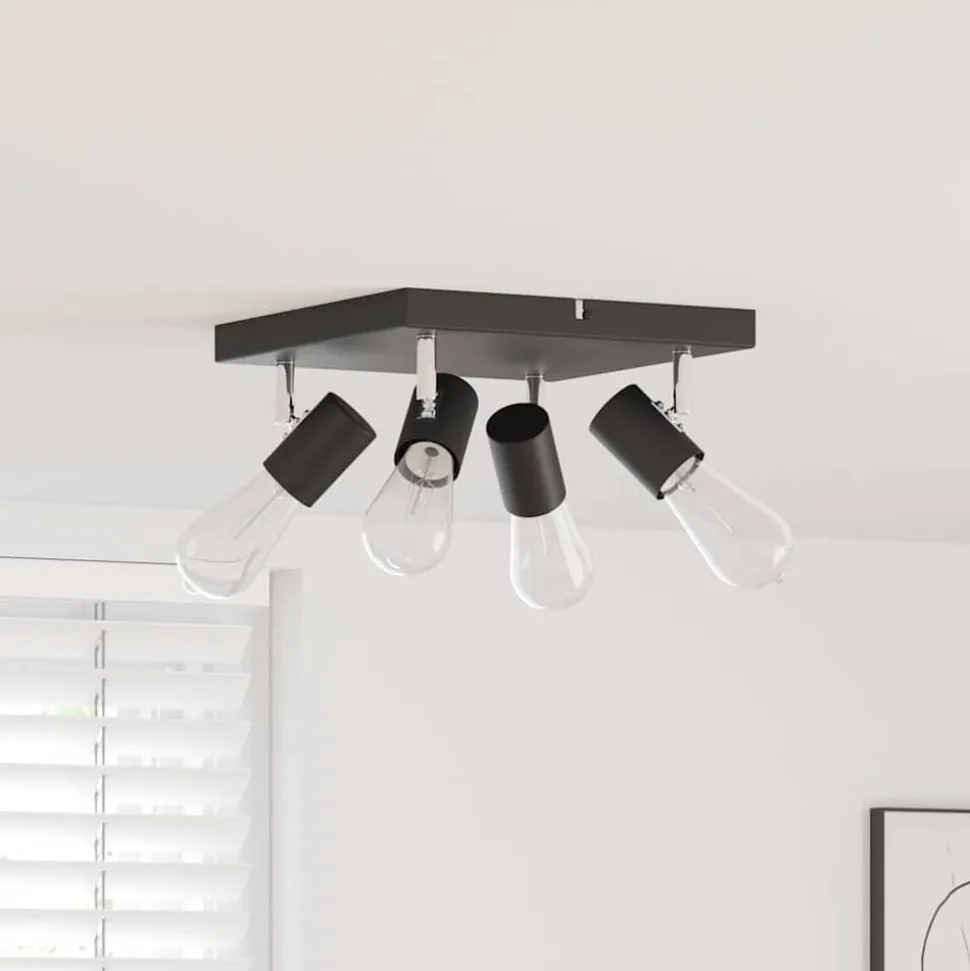vidaXL Plafondspot met schijnwerpers Zwart 26,5 x 26 x 11,5 cm Metaal