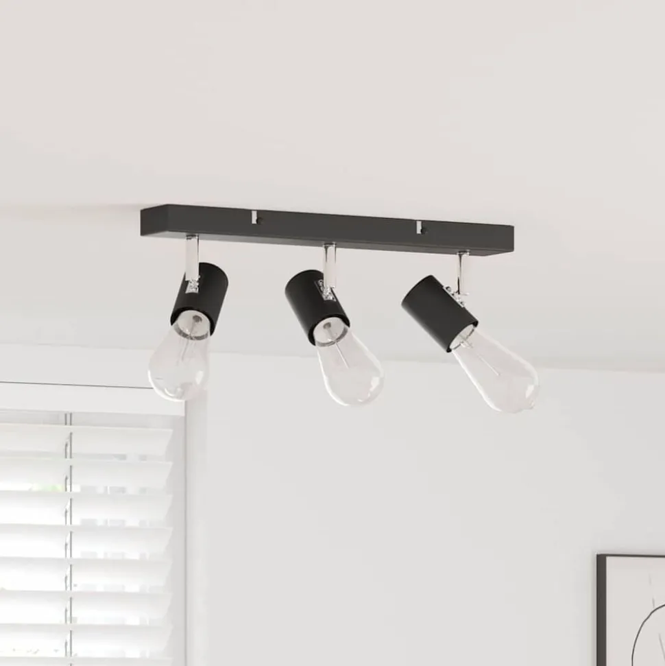 vidaXL Plafondspot met schijnwerpers Zwart 38 x 6,5 x 11,5 cm Metaal
