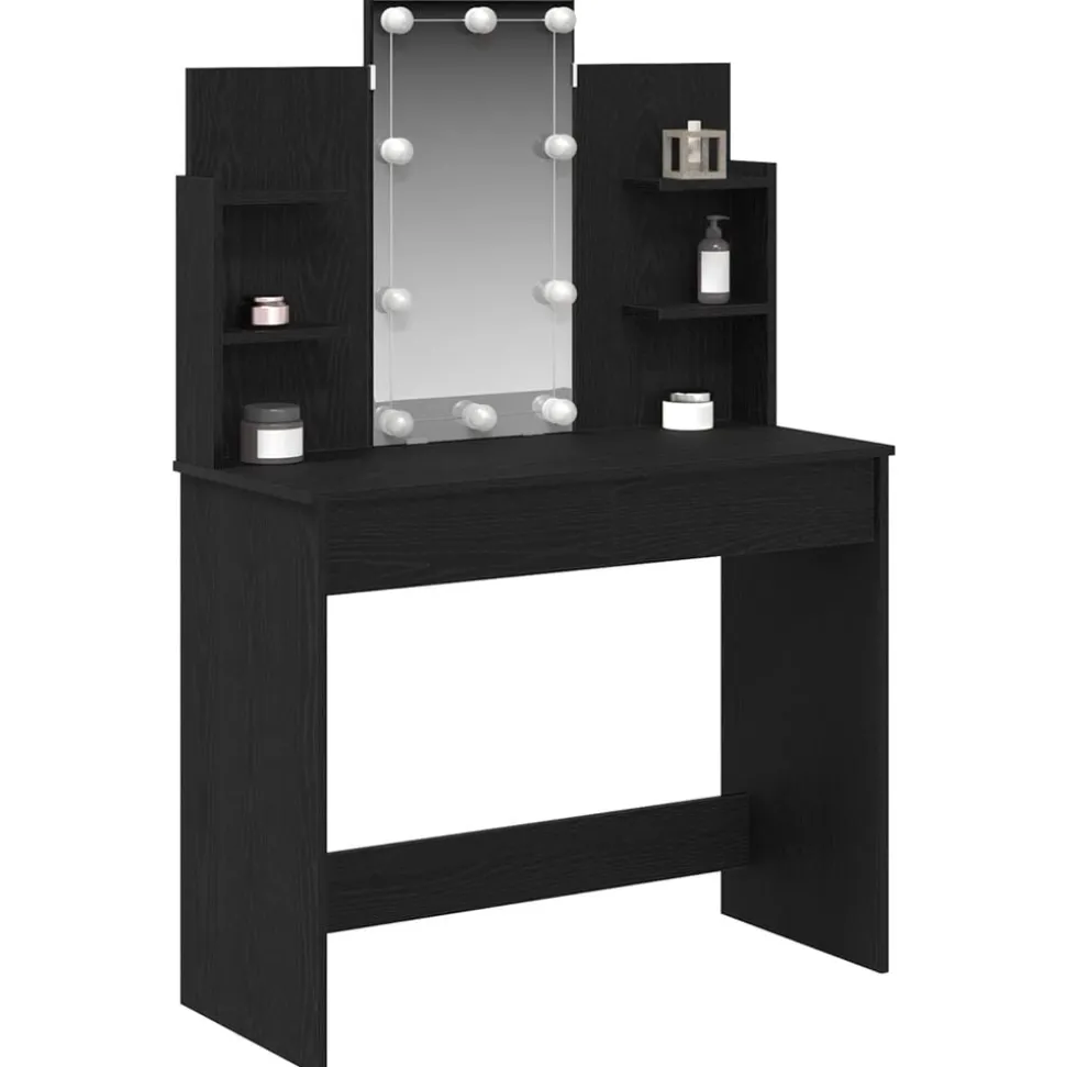 vidaXL Plafondtafel met lade Zwart Eiken 96 x 39 x 142 cm Bewerkt hout